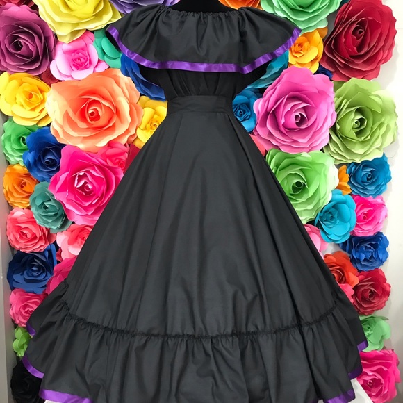 Mexican black skirt with top handmade beautiful -Frida Khalo style- woman’s - Picture 4 of 5
